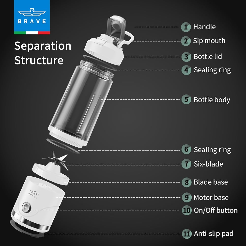 BRAVE Portable Rechargeable Blender 650ml | خلاط بريف المحمول القابل للشحن 650 مل
