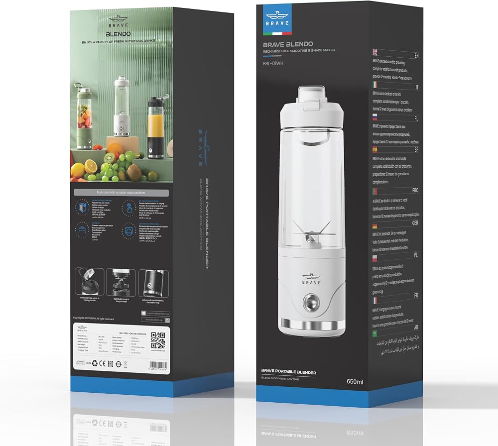 BRAVE Portable Rechargeable Blender 650ml | خلاط بريف المحمول القابل للشحن 650 مل