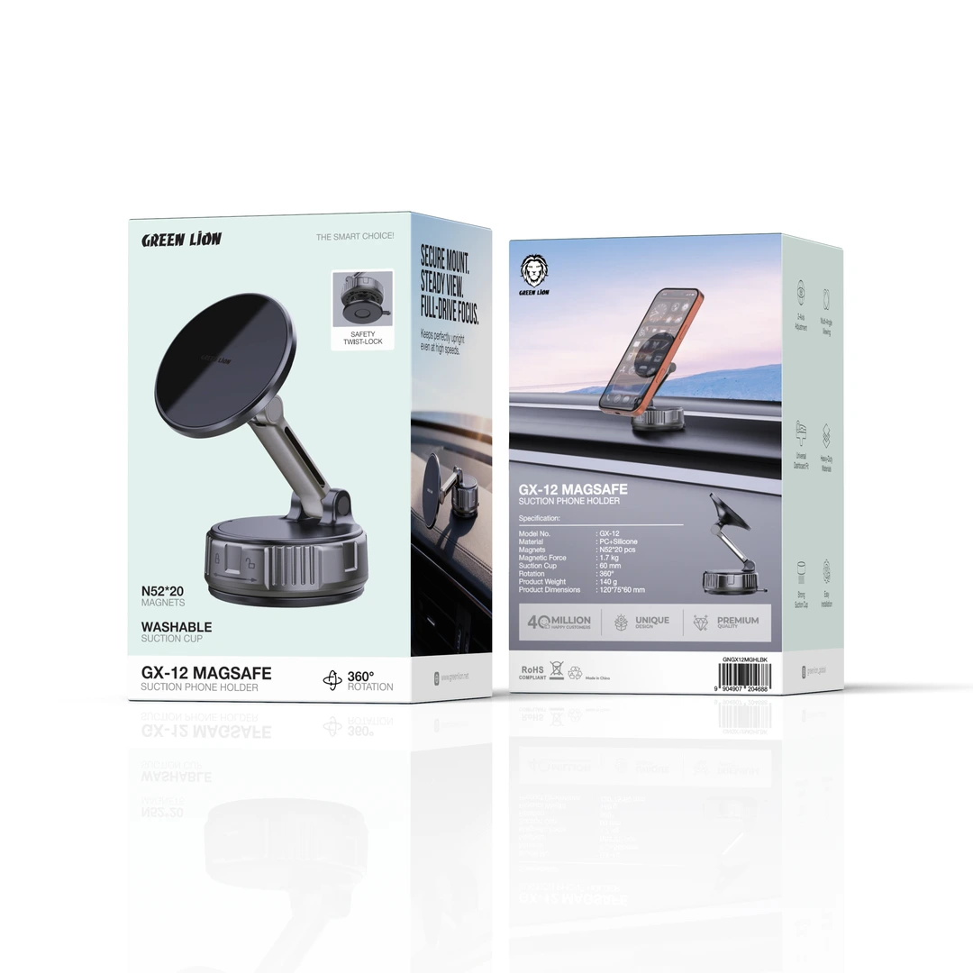 Green Lion GX-12 MagSafe Suction Phone Holder - Black
