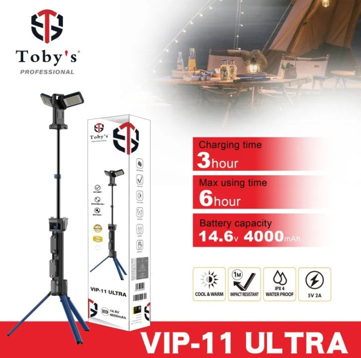 VIP-11 ULTRA مصباح سنارة توبيز للتخييم 4000 مللي امبير