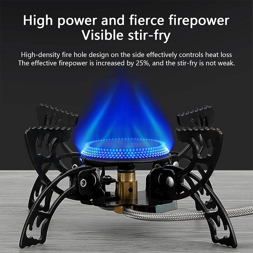 Toby's Gas Stove 03 New Alloy Portable Picnic Camping Stove Windproof Design Gas Cooking Burner with Piezo Ignition and Carrying Case Foldable Stove for Outdoor Backpacking/Hiking/Picnic/Car