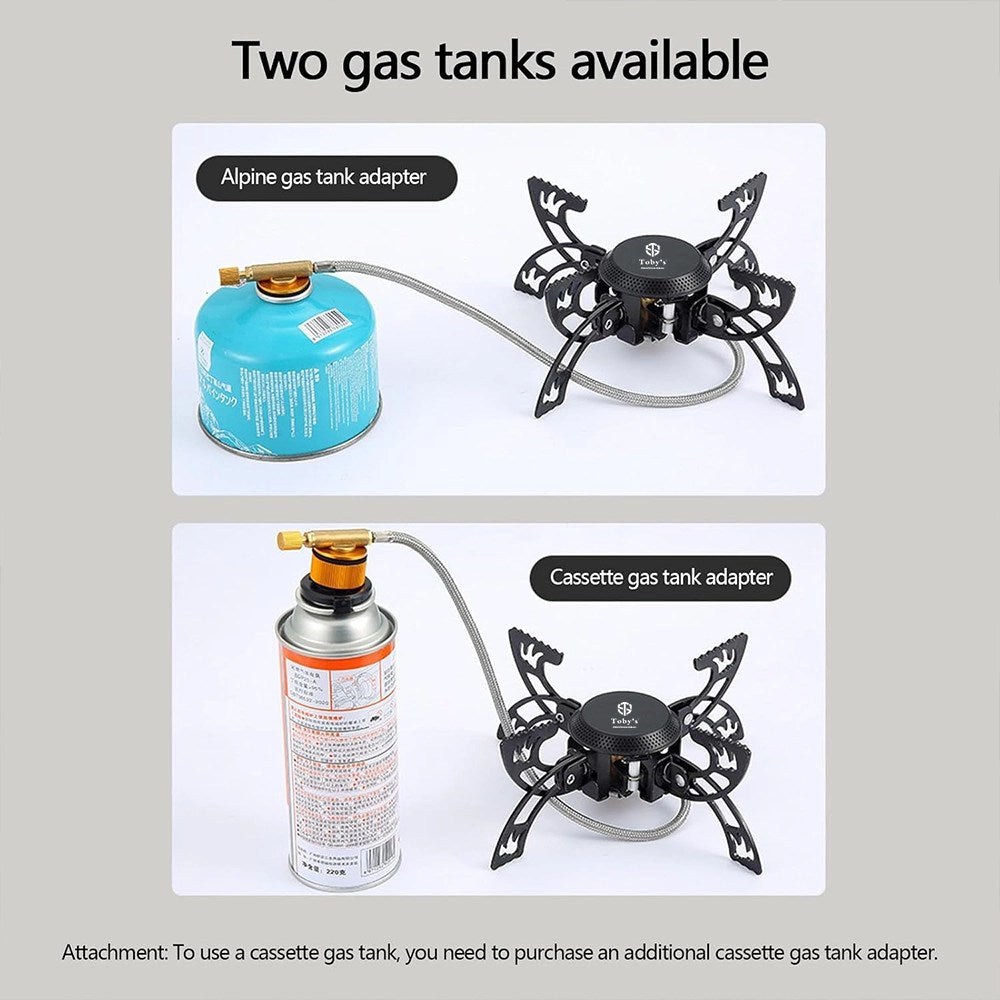 Toby's Gas Stove 03 New Alloy Portable Picnic Camping Stove Windproof Design Gas Cooking Burner with Piezo Ignition and Carrying Case Foldable Stove for Outdoor Backpacking/Hiking/Picnic/Car