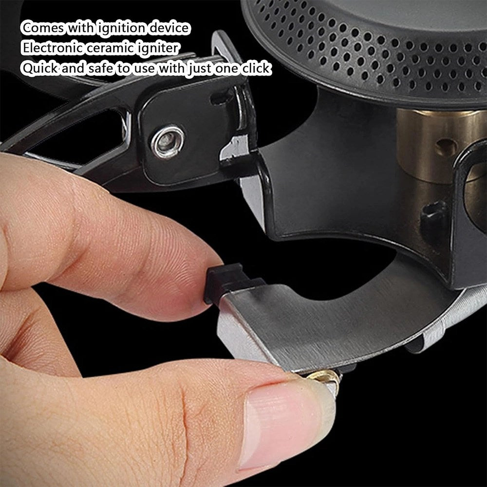 Toby's Gas Stove 03 New Alloy Portable Picnic Camping Stove Windproof Design Gas Cooking Burner with Piezo Ignition and Carrying Case Foldable Stove for Outdoor Backpacking/Hiking/Picnic/Car