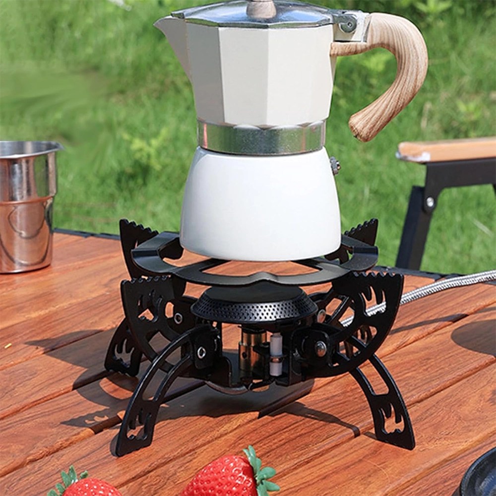 Toby's Gas Stove 03 New Alloy Portable Picnic Camping Stove Windproof Design Gas Cooking Burner with Piezo Ignition and Carrying Case Foldable Stove for Outdoor Backpacking/Hiking/Picnic/Car