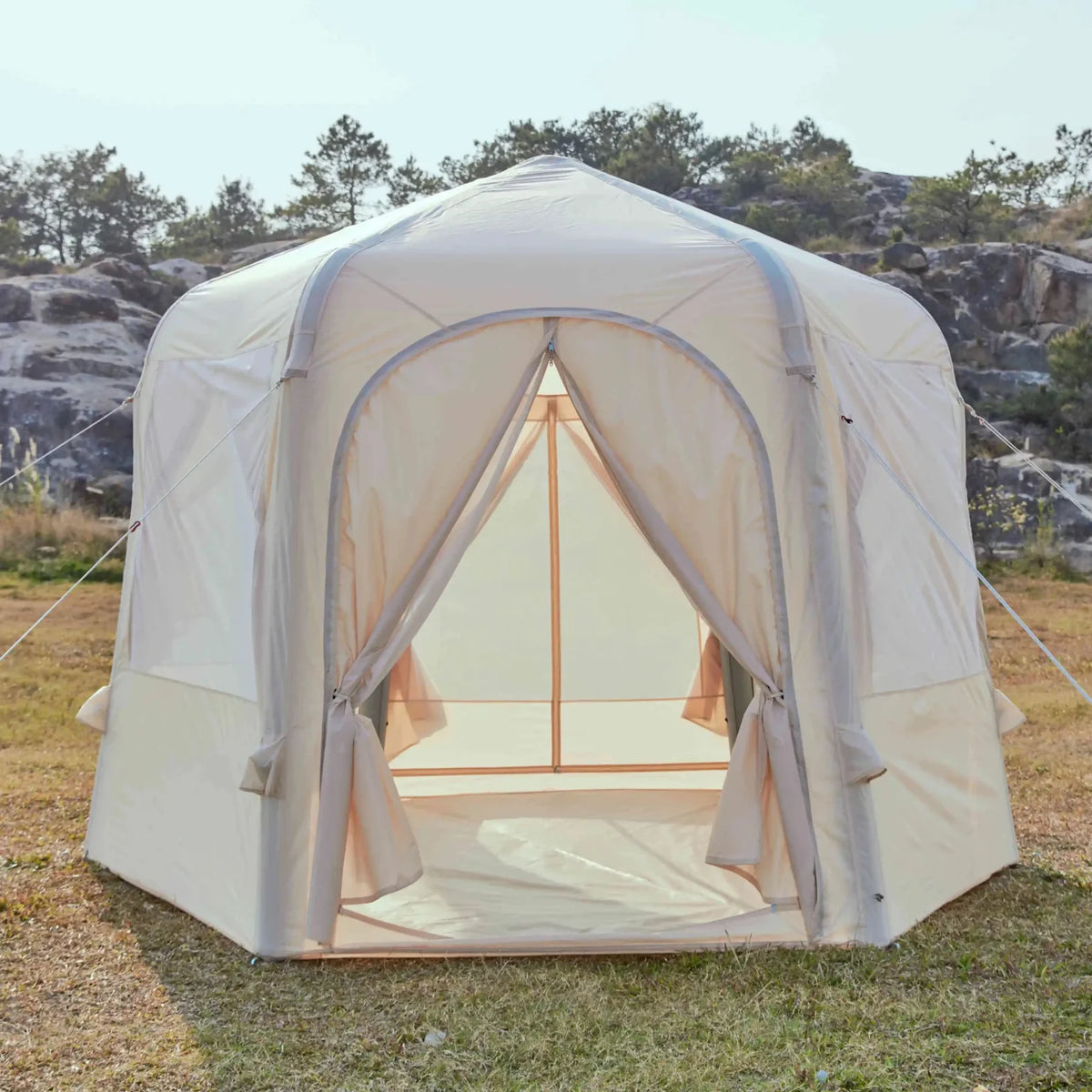 Tobys Inflatable Tent 03 Camping Tent with Pump, 4-6 Person Glamping Tents, Easy Setup 4 Season Waterproof Outdoor Oxford Tent