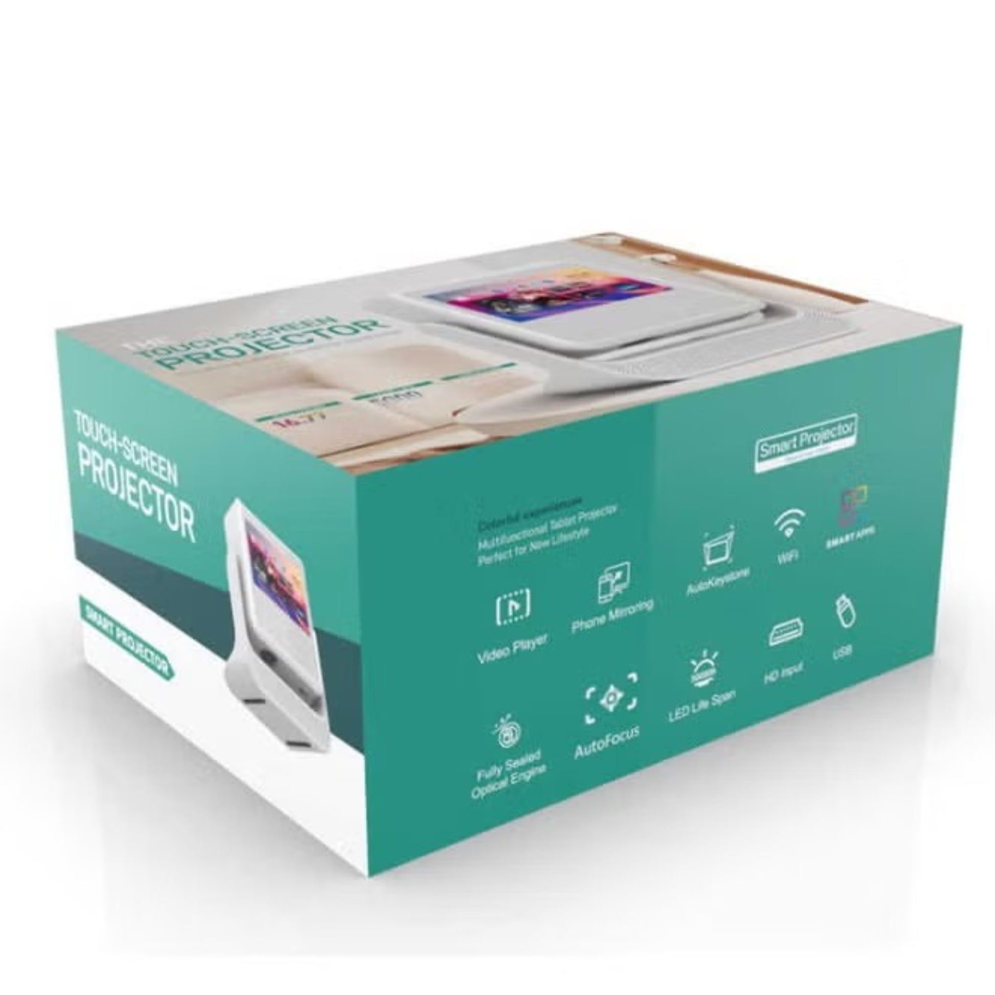 بروجيكتور C3 الذكي بدقة 4K مع شاشة لمس وجهاز لوحي بنظام Android 11 وWiFi 5G ومكبر صوت مدمج ALOMAIRI