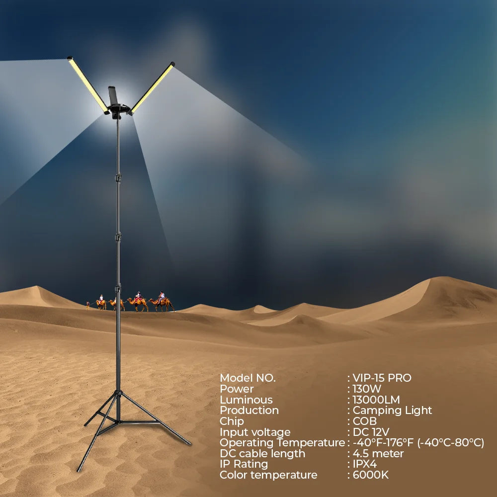 Toby’s VIP 15 Pro Sanara Camping Light 130W Outdoor LED Lamp 13000 Lumens for Desert, Picnic, BBQ & Party