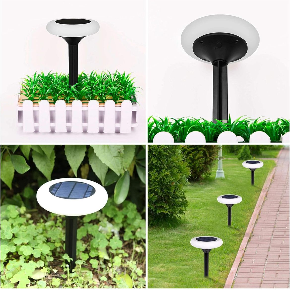 مصباح LED مقاوم للماء على شكل قرص يعمل بالطاقة الشمسية من Hardoll (أسود، 12 × 12 × 44 سم)