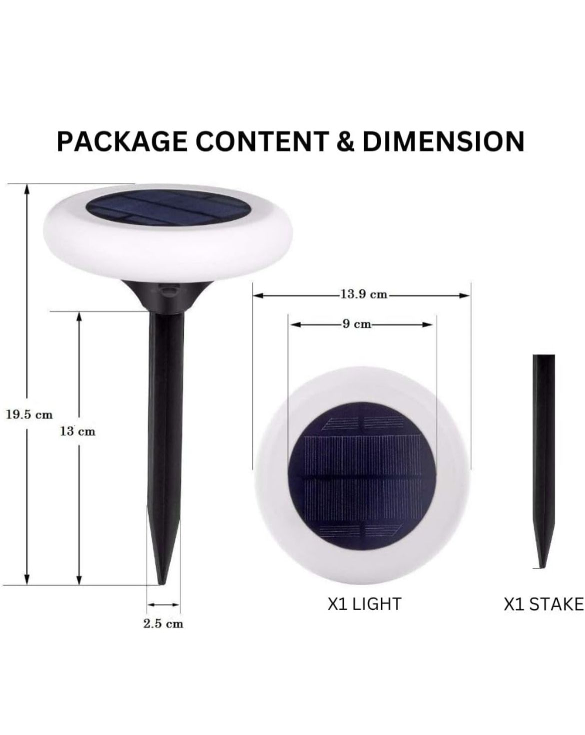 مصباح LED مقاوم للماء على شكل قرص يعمل بالطاقة الشمسية من Hardoll (أسود، 12 × 12 × 44 سم)