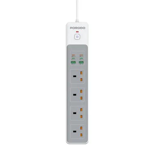 مشترك بورودو الكهربائي 4 منافذ كهربائية + 4 منافذ USB للشحن السريع