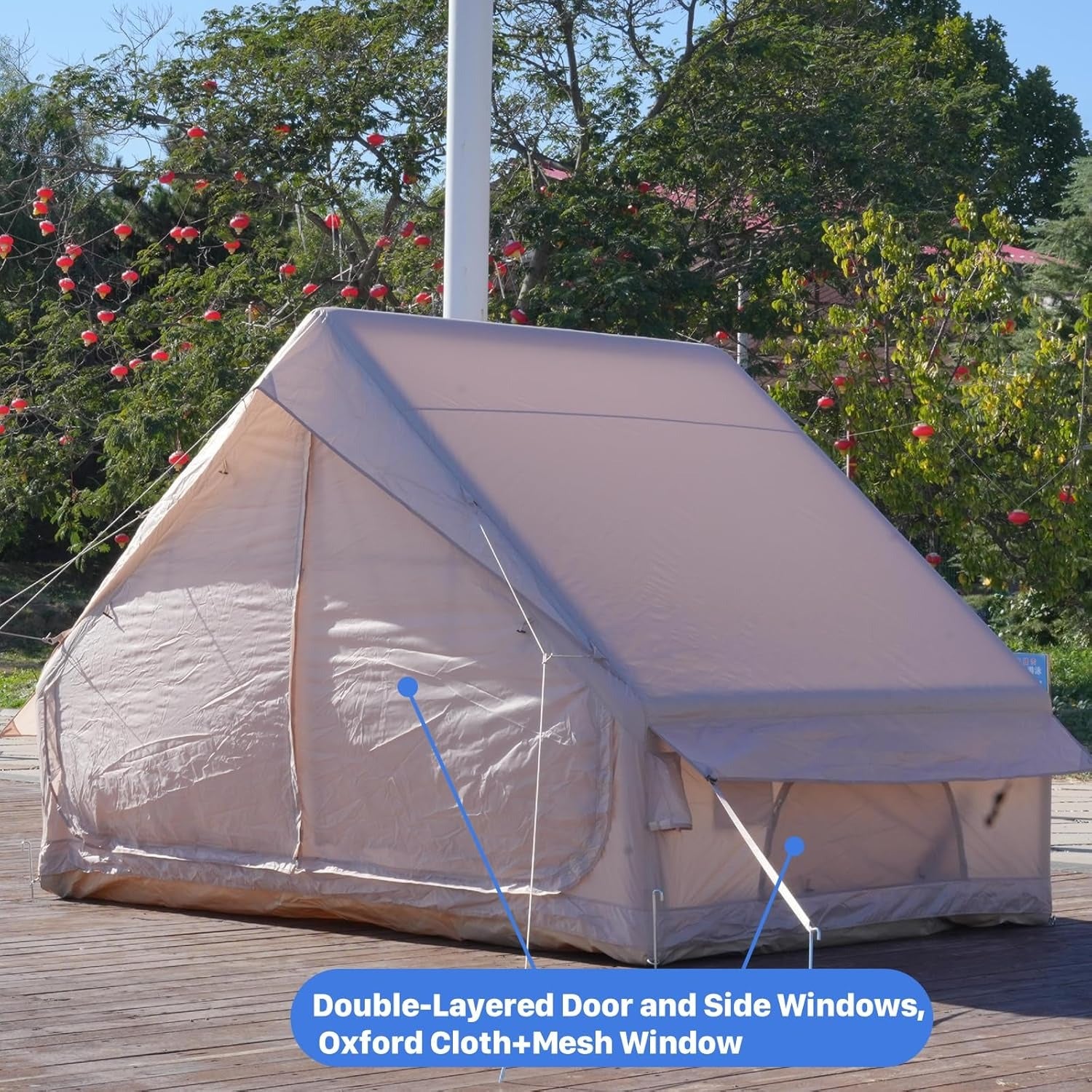 Inflatable Camping Tent for 4–6 People – 4 Season Waterproof Glamping Air Tent – Easy Setup Blow-Up Hot Tent (2×3 m) ALOMAIRI