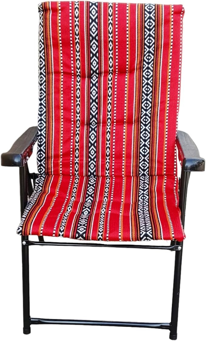 GO2CAMPS Foldable Camping Chair with Cushion – Heavy Duty Sadu Red Design | Portable Outdoor Travel & Beach Chair ALOMAIRI