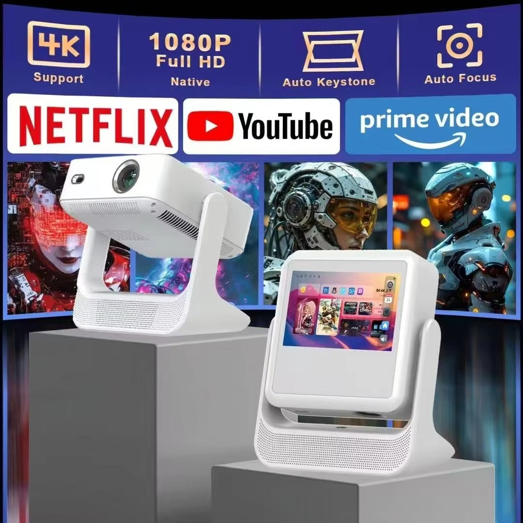 بروجيكتور C3 الذكي بدقة 4K مع شاشة لمس وجهاز لوحي بنظام Android 11 وWiFi 5G ومكبر صوت مدمج ALOMAIRI