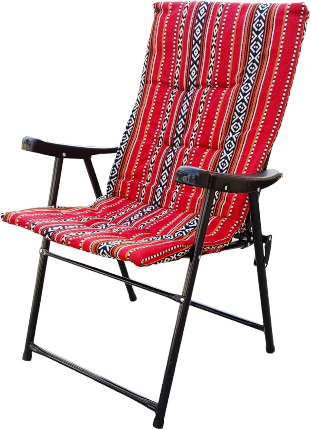 GO2CAMPS Foldable Camping Chair with Cushion – Heavy Duty Sadu Red Design | Portable Outdoor Travel & Beach Chair ALOMAIRI