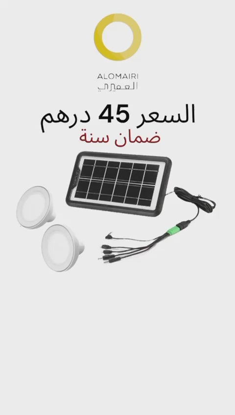 لوحة طاقة شمسية مع 2 ليد إضاءة قابلة للشحن بضمان سنة