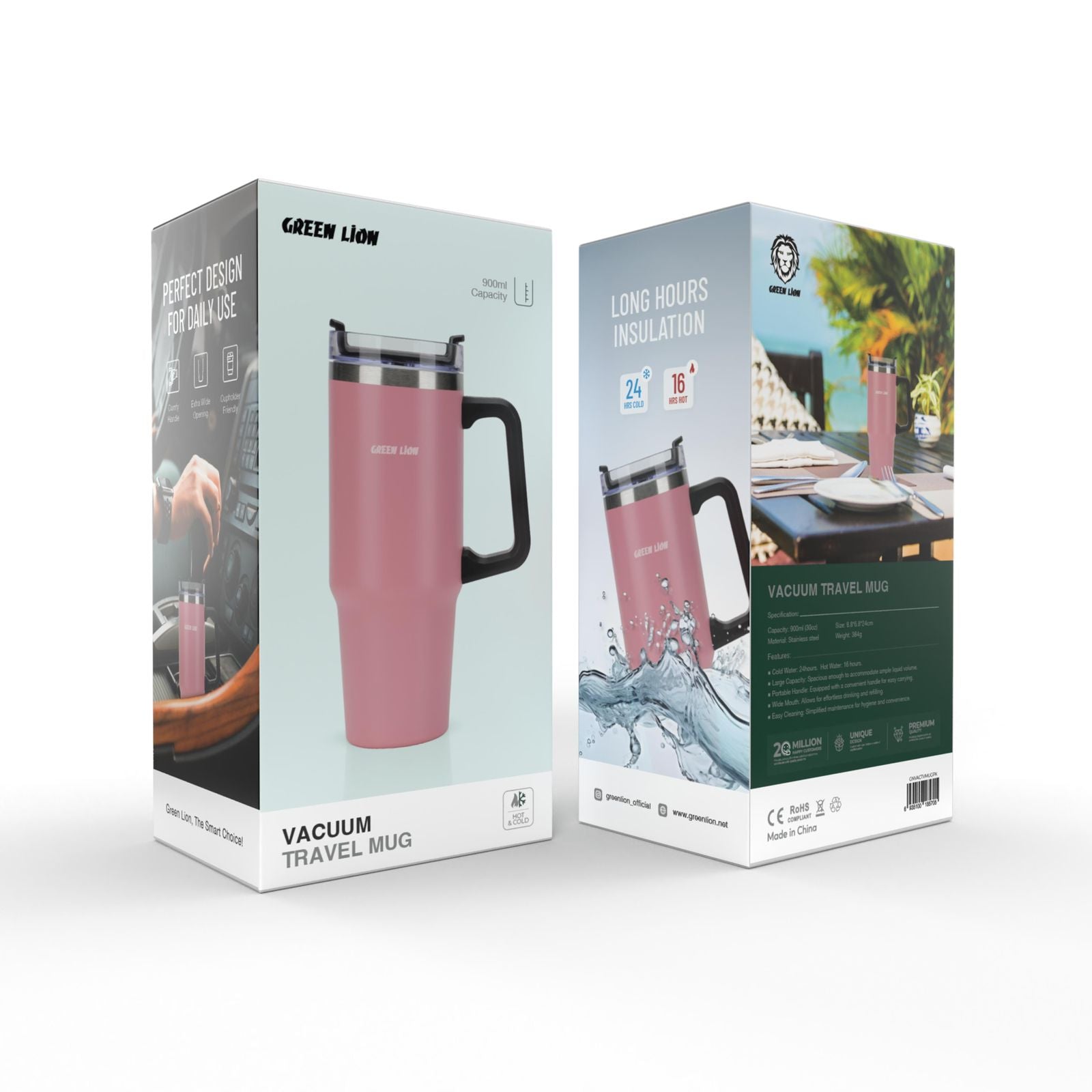 استمتع بمشروباتك المفضلة ساخنة أو باردة لساعات مع كوب السفر Green Lion Vacuum Travel Mug